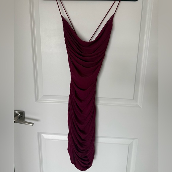 SHEIN Dresses & Skirts - Elegant Strappy Burgundy Cowl Neck Draped Dress